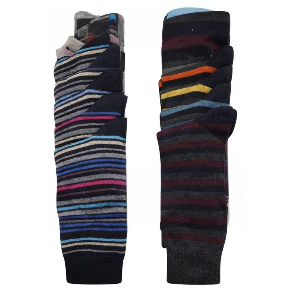 Ex Store Mens Striped Socks (Pack of 10) / Multicolored